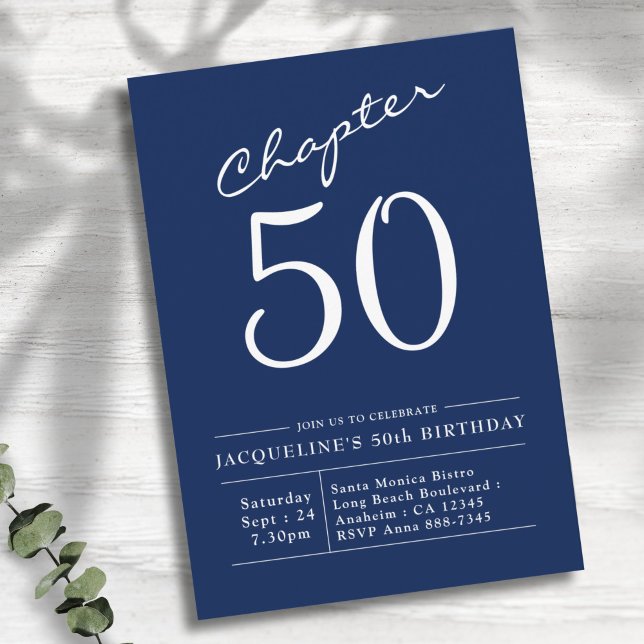 50:e födelsedag Vita blå kapitel 50 Inbjudan (Skapare uppladdad)