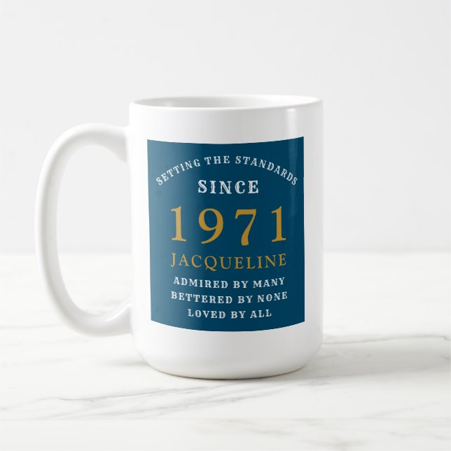 50:e födelsedagen 1971 Blue Guld för hennes Person Kaffemugg (Vänster)