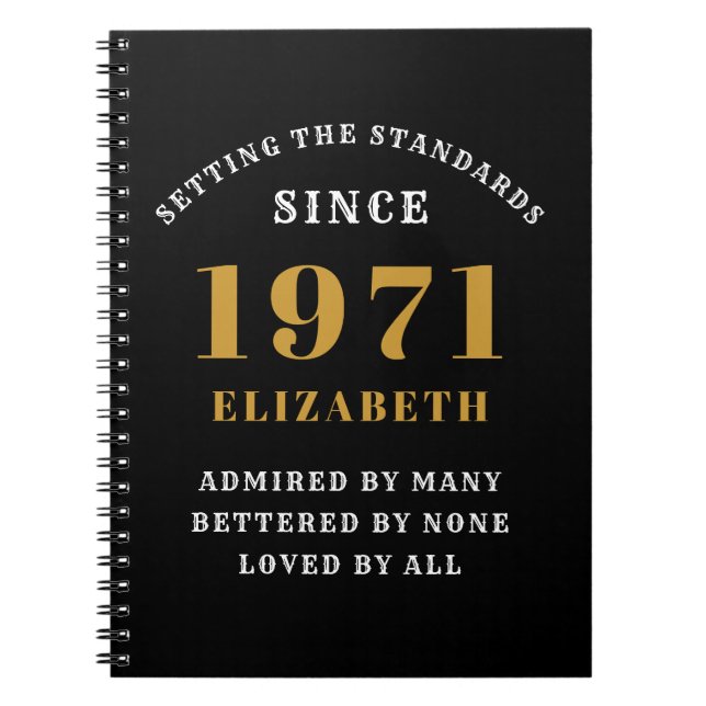 50:e födelsedagen 1971, svart Guld för hennes Pers Anteckningsbok (Framsidan)