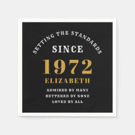 50:e födelsedagen 1972 Elegant Chic Guld Black Pappersservett