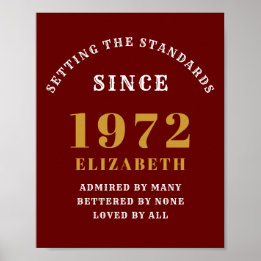 50:e födelsedagen 1972 Eleganten Röda Guld Chicen Poster