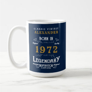 50:e födelsedagen 1972 Legendary Blue Guld Add Nam Kaffemugg
