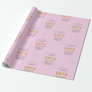 50:e födelsedagen 1973 Lägg till Namn Rosa Grått Presentpapper