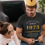 50:e födelsedagen 1973 Lägg till Namn T Shirt<br><div class="desc">Gör din speciella någons 50-årsdag extra speciell med en personlig tshirt. Visa dem hur mycket du kärlekar dem och hur alla älskar dem med denna unika gåva! Vår anpassningsbar-framtagna design har ett speciellt budskap bara för dem och kommer att bli en påminnelse om deras speciella dag. Få redo att fira...</div>
