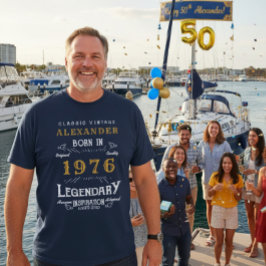 50:e födelsedagen 1976 Lägg till Namn Blue Guld Le T Shirt