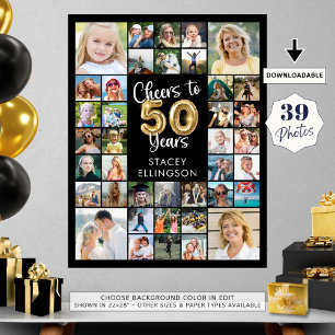50:e födelsedagen 39 Fotokollage Cheers till år Poster