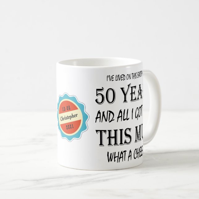 50:e födelsedagen 50 år gammal Roligt Cheek Person Kaffemugg (Framsida höger)