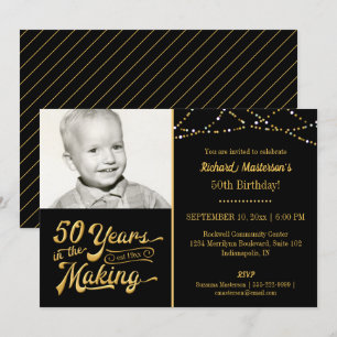 50:e födelsedagen 50 ÅR I SKAPAR Black & Guld Inbjudningar