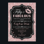 50:e födelsedagen - 50:e Fabulous Ro Guld Black Inbjudningar<br><div class="desc">50:e födelsedagsinbjudan. Elegant svartvit design med faux glitter ro guld. Har rosa läppar kyss,  konfekti och skriptteckensnitt. Perfekt för ett elegant födelsedagsfest. Femtio Fabulous! Berätta om du behöver anpassa dig ytterligare.</div>