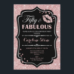 50:e födelsedagen - 50:e Fabulous Ro Guld Black Inbjudningar<br><div class="desc">50:e födelsedagsinbjudan. Elegant svartvit design med faux glitter ro guld. Har rosa läppar kyss,  konfekti och skriptteckensnitt. Perfekt för ett elegant födelsedagsfest. Femtio Fabulous! Berätta om du behöver anpassa dig ytterligare.</div>