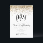 50:e födelsedagen 50:e Guld-Glitter-konfetti Inbjudningar<br><div class="desc">Trendiget glitter konetti födelsedagsfest inbjudan har en faux sparkly glitter mönster och ett finare-skript med typografi. Lägg till anpassningsbarna med hjälp av mallformuläret. Ytterligare alternativ för text och layout är tillgängliga om du väljer att anpassa ytterligare.</div>