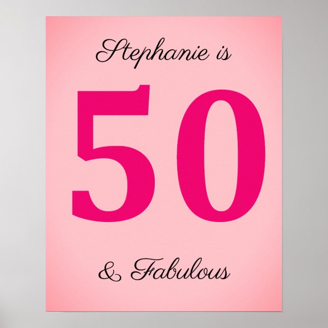 50:e födelsedagen 50:e och Fabulous Namn Rosa Clas Poster (Framsidan)