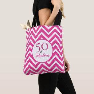 50:e födelsedagen 50 & Fabulous Cerise Rosa Chevro Tygkasse