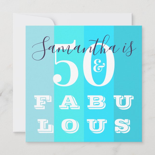 50:e födelsedagen 50 Fabulous Modern Teal Rand Par Inbjudningar (Framsida)