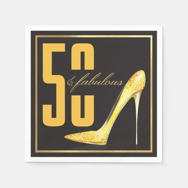 50:e födelsedagen 50 & Fabulous Party Pappersservett (Framsidan)