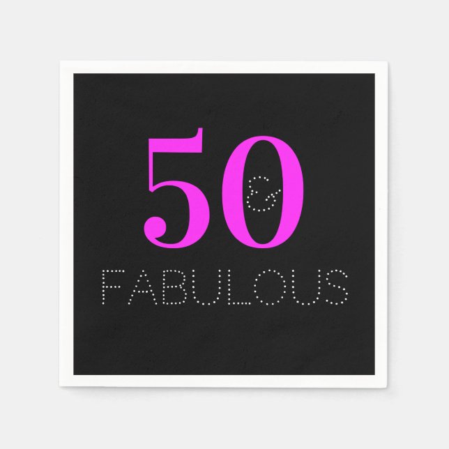 50:e födelsedagen 50 fantastiska Neon Rosa Black P Pappersservett (Framsidan)
