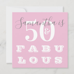 50:e födelsedagen 50 fantastiska Rosa Grått Födels Inbjudningar