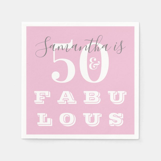 50:e födelsedagen 50 fantastiska Rosa Grått Födels Pappersservett (Framsidan)