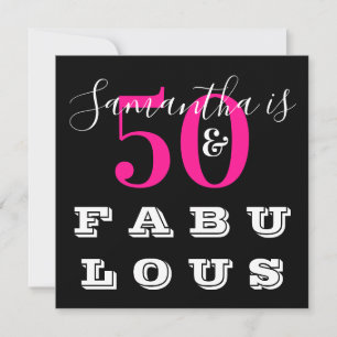 50:e födelsedagen 50 fantastiska Shock rosa Födels Inbjudningar