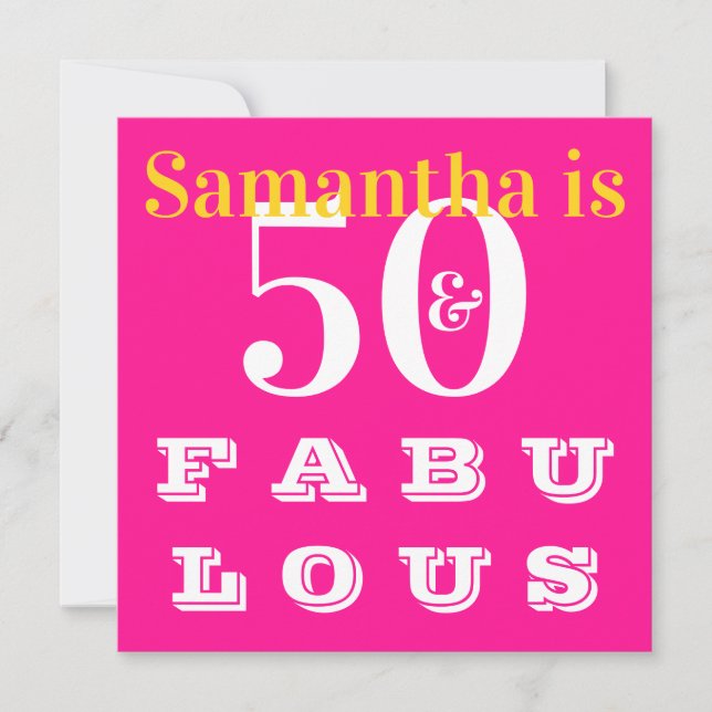 50:e födelsedagen 50 fantastiska Shock rosa Födels Inbjudningar (Framsida)