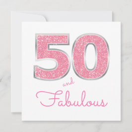 50:e födelsedagen 50 och Fabulous Girly Rosa Glitt Inbjudningar