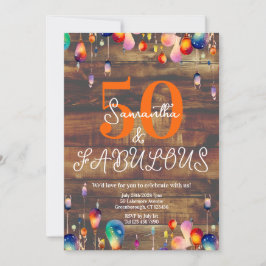 50:e födelsedagen 50 och Fabulous Ljus Rustic Inbjudningar