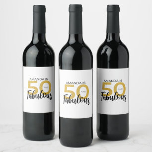 50:e födelsedagen 50 och Fabulous Party Vinflaska Etikett