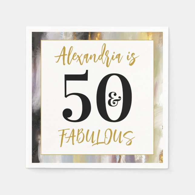 50:e födelsedagen 50 och Fabulous Personlig Party Pappersservett (Framsidan)