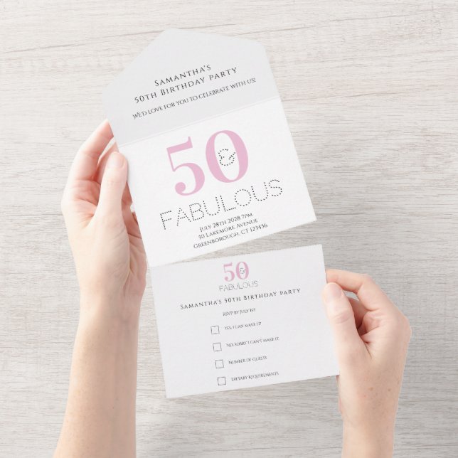 50:e födelsedagen 50 och Fabulous Rosa Party (Avrivbar del)