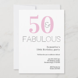 50:e födelsedagen 50 och Fabulous Rosa Party Inbjudningar