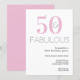 50:e födelsedagen 50 och Fabulous Rosa Party Inbjudningar