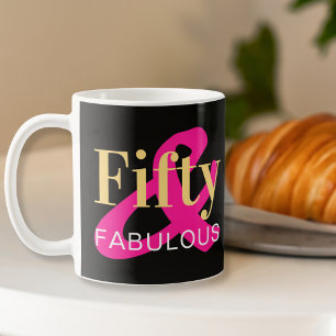 50:e födelsedagen 50 och Fabulous Shock rosa Black Kaffemugg