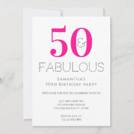50:e födelsedagen 50 och Fabulous Shock rosa Party Inbjudningar