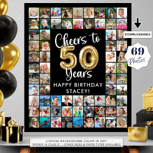 50:e födelsedagen 69 Fotokollage Cheers till 50 år Poster