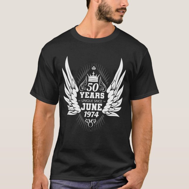 50:e födelsedagen Angel Vingar juni 1974 T Shirt (Framsida)