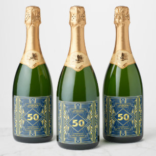 50:e födelsedagen Art Deco Guld Blue Underbar Gats