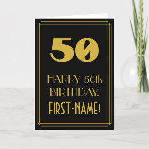 50:e födelsedagen - Art Deco Inspired Titta "50" & Kort