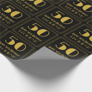 50:e födelsedagen ~ Art Deco Inspired Titta "50", Presentpapper