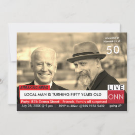 50:e födelsedagen Biden Manar Funny TV-nyhetsinbju Inbjudningar