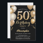 50:e födelsedagen Black and Guld Balloons Confetti Inbjudningar<br><div class="desc">50:e födelsedag: Konfetti,  svart och Guld. Om du vill göra ytterligare anpassningar klickar du på knappen "Anpassa" och användor verktyg som är utformat för att ändra mallen.</div>