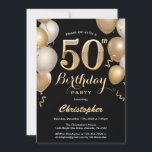 50:e födelsedagen Black and Guld Balloons Confetti Inbjudningar<br><div class="desc">50:e födelsedag: Konfetti,  svart och Guld. Om du vill göra ytterligare anpassningar klickar du på knappen "Anpassa" och användor verktyg som är utformat för att ändra mallen.</div>