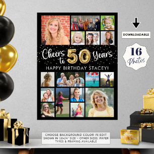 50:e födelsedagen Black Guld 16 fotoboers i år Poster