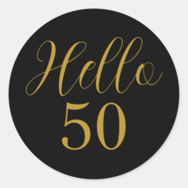 50:e födelsedagen Black Guld Elegant Runt Klistermärke