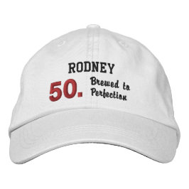 50:e födelsedagen BRÖT TILL PERFECTION Vit röd V05 Broderad Keps