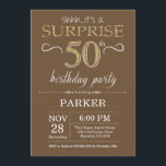 50:e födelsedagen Brown och Guld Glitter Inbjudningar<br><div class="desc">Överraskad 50:e födelsedagsinbjudan med bakgrund av Brown och Guld Glitter. Vuxen födelsedag. Manar eller Women Bday Inbjudan. Vilken ålder som helst.Om du vill göra ytterligare anpassningar klickar du på knappen Anpassa och användor verktygen som är utformat för att ändra mallen.</div>