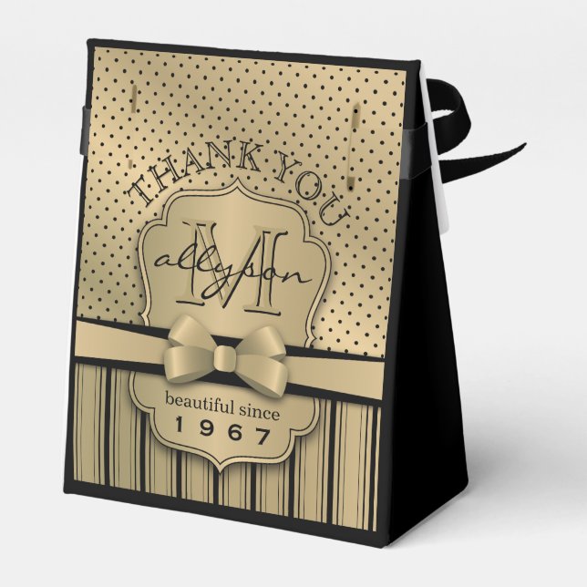 50:e födelsedagen Champagne Guld Polka Dot Rand Bo Presentaskar (Baksidan Sidan)