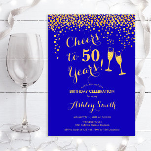 50:e födelsedagen - Cheers to 50 Years Guld Blue Inbjudningar