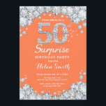 50:e födelsedagen Coral Silver Diamond Inbjudningar<br><div class="desc">50:e födelsedagsinbjudan. Coral och Silver Rhinestone Diamond Red Background. Elegant Birthday Bash inbjudan. Vuxen födelsedag. Kvinnor födelsedag. Manar födelsedagen. Om du vill göra ytterligare anpassningar klickar du på knappen Anpassa och användor verktygen som är utformat för att ändra mallen.</div>