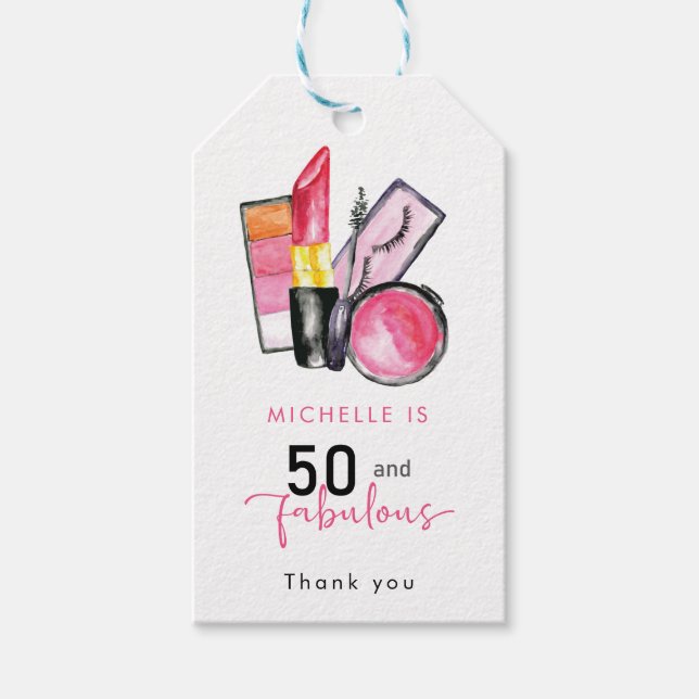 50:e födelsedagen Cosmetics Beauty Woman 50 & Fabu Presentetikett (Framsidan)