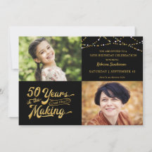 50:e födelsedagen då och nu Foton String Ljus